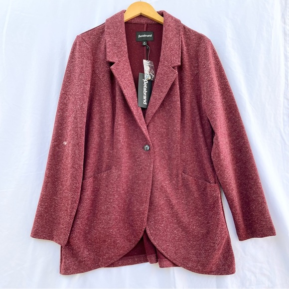 Betabrand Jackets & Blazers - BETABRAND | NWT COZY OFFICE SWEATER BLAZER WOOL IN WINE RED SIZE XL